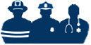 Police officer, firefighter, and medical responder silhouettes